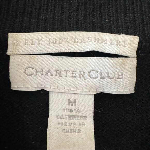 Charter Club Luxury 100% Cashmere Turtleneck Sweater Black Lightweight SZ M #251 - Picture 7 of 11